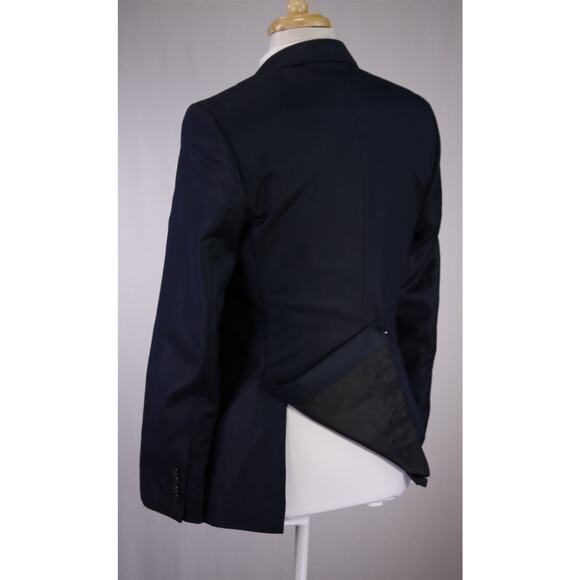 Zara Men's Navy Blue Sharkskin Shiny 2-Btn Slim Fit Suit 38R - Picture 7 of 10